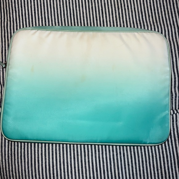 Kate Spade New York Jae Degrade Green Blue Ombré 15” Soft Laptop Sleeve Case - Picture 3 of 6